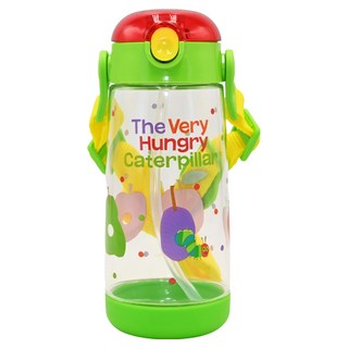 Skater 吸管式透明水壺, 好餓毛毛蟲 綠色 + 紅色, 480ml, 1個