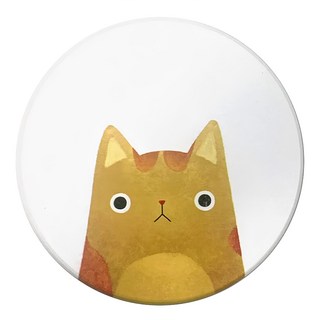 FUJI-GRACE 富士雅麗 貓咪超吸水珪藻土杯墊, 橘貓 白色 + 橘色, 直徑10.4 x 0.7cm, 1個