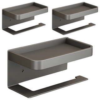 FAmILyLIFE 生活 航太鋁免打孔捲筒衛生紙置物架 免釘膠/無痕貼款 A-231-G, 神秘灰, 3個