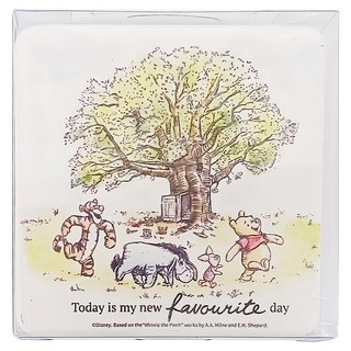 收納王妃 小熊維尼珪藻土杯墊 方形 2入, 白色, 1組