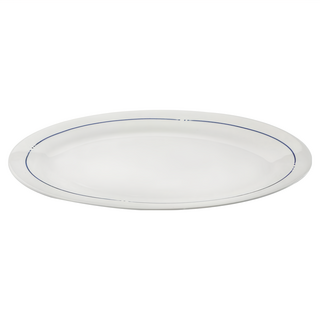 VERSA 橢圓瓷製餐盤 30.5cm 藍線 菜盤 點心盤, 1個