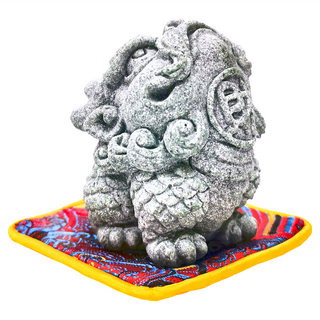 七星旺財 青砂石麒麟擺件, 附贈山海灣連稜, 運靈符, 風水擺設方位圖, 風水用品咒語, HS-3005, 1組