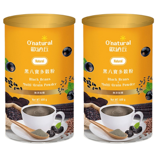 O'natural 歐納丘 黑八寶多穀粉 無添加糖 全素可食 原豆研磨, 600g, 2罐