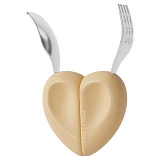 MOYUUM 304不鏽鋼愛心湯叉組 韓國製, 1組, 奶油黃