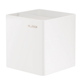 NUSIGN雙層筆筒, 分隔設計, 防滑矽膠墊, 穩固桌面, 淺白, 1個