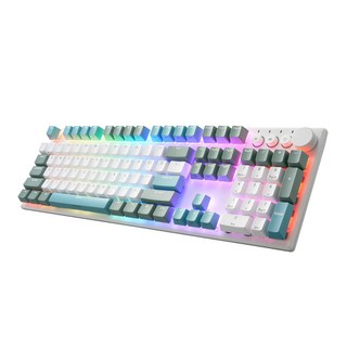 irocks 艾芮克 無線機械式鍵盤 原廠保固, IRK74R, 白綠藍, Gateron茶軸