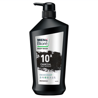 MEN's Biore 10倍炭男性專用去味體香沐浴乳，竹炭控油深層清潔，長時間清爽，麝香植萃沉穩木質香，專為油性肌膚設計, 750g, 1瓶