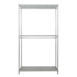 dayneeds 日需百備 輕型 電鍍插管三層雙桿衣櫥 置物架 掛衣架 收納架, 銀色