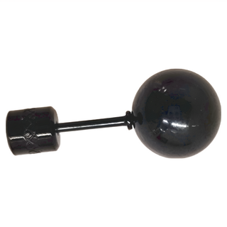 耀眼美人 耀眼黑色大珠醫療鋼耳環 後鋯石鎖式耳環 blacksteelballscrew7MM (3/8) 款式睡覺可戴, 黑色