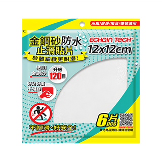 Echain Tech 金鋼砂防滑貼片 6片裝 防水 浴室/廚房/陽台/樓梯適用, 12 x 12cm, 透明底色, 1包