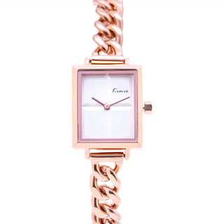 Kimio 美好祝福簡約方塊鍊帶手錶 方形錶盤, 玫瑰金