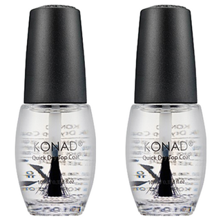 KONAD 快乾指甲油 透明 10ml - 美甲護理必備 增加光澤, 2瓶