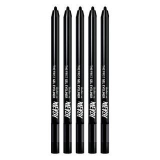 MERZY The First 防水眼線膠筆 黑髮適用 滑順凝膠質地 快速乾燥 減少眼周暈染 內建削筆器, G1.BLACK MOON, 5支