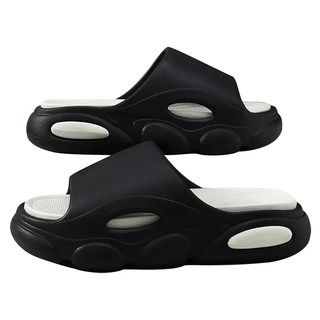 超厚踩屎感造型拖鞋 拚色EVA軟底防滑耐磨 室內居家拖鞋, 44~45, 黑色