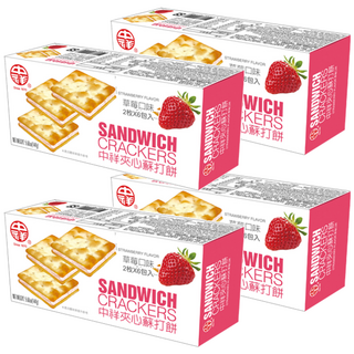 中祥 草莓口味夾心酥打餅, 2枚x6包入, 144g, 4盒