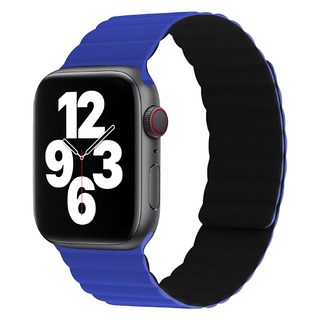 POLYWELL 寶利威爾 磁吸硅膠錶帶 Apple Watch 38/40/41mm適用, 深藍色 + 黑色, 1條