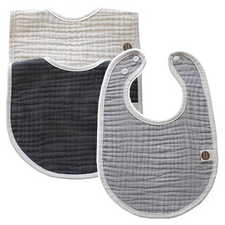 BUNNIE BLOSSOM 棉紗圍兜 Set 米色+深灰色+灰色, 3件, 1組