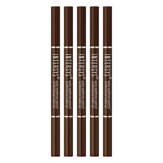 INTERSYS 雙頭旋轉眉筆 持妝一整天 6種顏色可搭配髮色使用, 04 深棕色, 5支