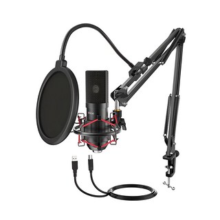 Fifine USB心型指向麥克風專業套件組 – 麥克風風臂, 防震架, 一鍵靜音, USB隨插即用, T732