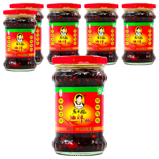 老干媽 油辣椒 內含整顆花生 香脆爽口 下酒菜, 210g, 6罐