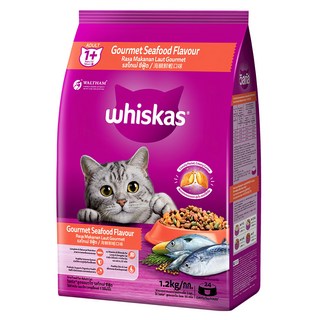 偉嘉 whiskas 貓乾糧 美味夾心雙重口感 1.2kg, 海鯛鮮蝦口味, 1袋