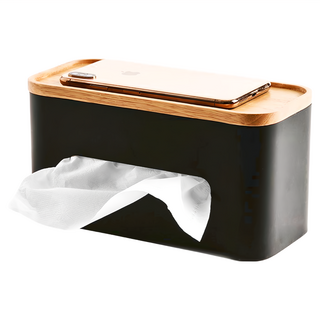 HOLA 和樂家居 伊登鐵線收納衛生紙盒 700g, 黑色