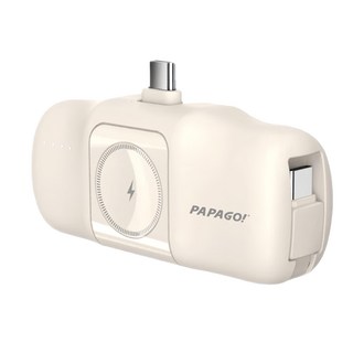 PAPAGO 隨行膠囊行動電源 Type-C + Type-C 5000 鋰離子電池, PBF-17, 奶茶色