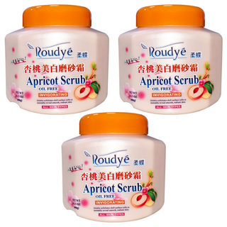 Roudye 柔蝶 杏桃美白磨砂霜, 無油配方，適合所有膚質, 400g, 3罐