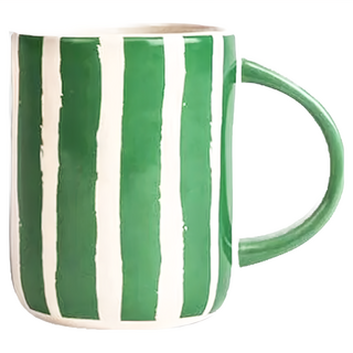 瑞典 BYON Liz 直條紋馬克杯, 陶瓷材質, 280ml, 綠色，白色, 1個