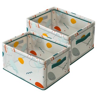 Mass 生活好物 卡通鋼架衣服折疊收納箱, 幾何植物, 2個