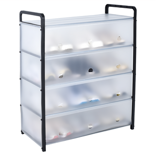 Craftsman In Storage 收納職人日式簡約五層防塵鞋架, 1個, 透明色 + 黑色