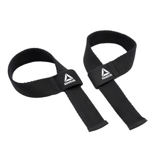 Reebok 重訓拉力助握帶, 耐用的編織材料製成, 長度55毫米，減少抓地力疲勞，柔軟舒適的感覺, 55 x 4 x 1cm, 黑色, 1組