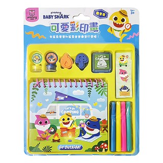 BABY SHARK 鯊魚寶寶 可愛彩印畫，造型圖章 塗鴉插畫 培養色彩敏銳度 訓練手部肌肉 適合36個月以上寶寶, 根華