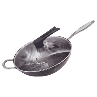 COTD 3D立體蜂巢鍋 Set 全新物理不沾技術 配備強化玻璃鍋蓋 可拆式提把 316L食品醫療級不鏽鋼, 34cm, 1組