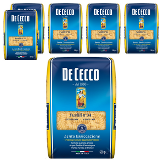 DE CECCO 得科 螺旋麵 NO.34 採用全球杜蘭小麥粉 堅持傳統製麵法 彈牙口感, 500g, 6包