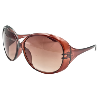 ALEGANT 簡約優雅線條圓框墨鏡/UV400太陽眼鏡, 134mm, 紅茶透棕