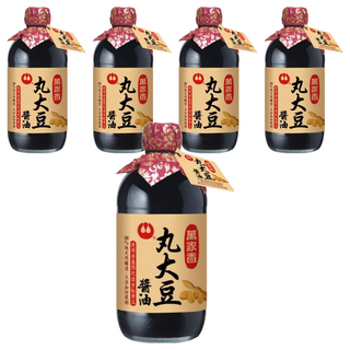 萬家香 丸大豆醬油, 100%純釀造, 使用非基因改造全粒黃豆, 無添加防腐劑, 無添加人工味精、無焦糖色素, 無農藥殘留、無有害重金屬, 450ml, 5瓶