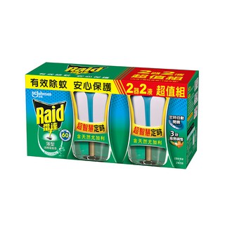Raid 雷達 超智慧薄型液體電蚊香組 2入 含天然尤加利 三段定時, 82ml, 1組