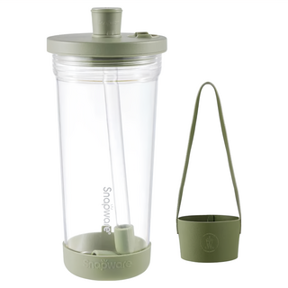 Corelle Brands 康寧餐具 Snapware Tritan 跳跳吸管杯 附杯套, 840ml, 1個, 海龜綠