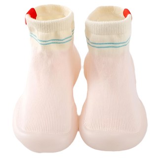 寬頭防滑透氣膠底學步鞋 高筒, 18~19(11.5cm), 粉白拚色