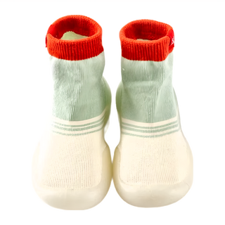 寬頭防滑透氣膠底高筒學步鞋, 20~21(12.5cm), 綠白拚色