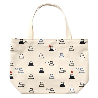 Hamamonyo 紡織品印花帆布手提包 30 x 22 cm 日系風格輕巧耐用, 1個, 富士和雲朵科諾夫