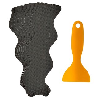 廚衛地板浴缸防水止滑無痕貼片24片組 附刮鏟 長條(20 x 2cm) + S形(18 x 1.3cm) 灰色, 1組