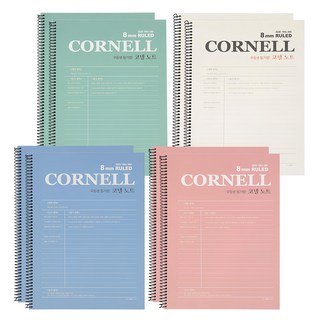 PINKFOOT 線圈康乃爾筆記本組，8本，8 mm橫線, 薄荷綠色 + 象牙白色 + 藍色 + 粉紅色, 2組