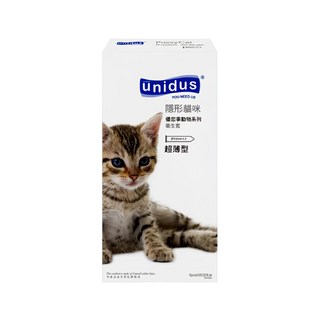 unidus 動物系列衛生套 隱形貓咪超薄型 53mm, 12入, 1盒