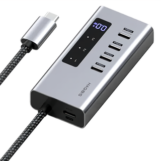 HAGiBiS 海備思 鋁合金四合一數位顯示Type-C擴充器 PD 30W USB-C 10Gbps 深空灰, BH206D, 1個