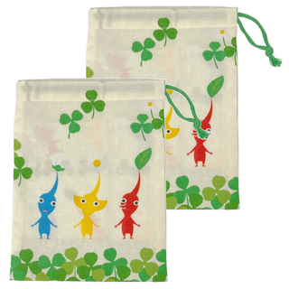 enSKY 皮克敏束口袋 Set 20.5cm x 14.8cm, 皮克敏 綠色, 2個