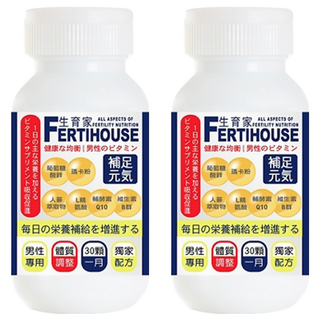 FERTIHOUSE 生育家 男性備孕綜合維他命膠囊 含鋅、瑪卡、精氨酸 30顆/瓶, 2瓶