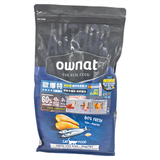 ownat AUTHOR 全齡貓 無穀天然鮮肉糧 強化免疫配方, 新鮮多種魚 + 新鮮雞肉, 3kg, 1袋