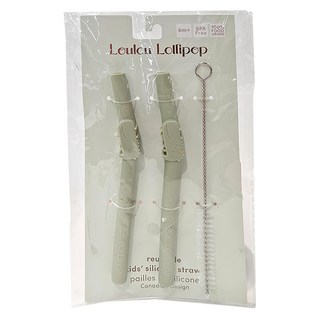 Loulou Lollipop 兒童矽膠替換吸管2件組 (附清潔刷), 微笑鱷魚 綠色, 1組